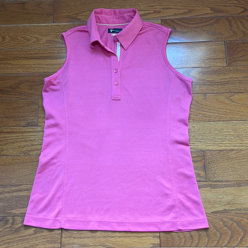 GYMSHARK Tank Top Collar Pink Women’s Size Large Play Dry Quarter Button Up